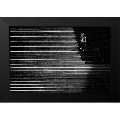 In Thoughts Black Modern Wood Framed Art Print by Van Son, Greetje