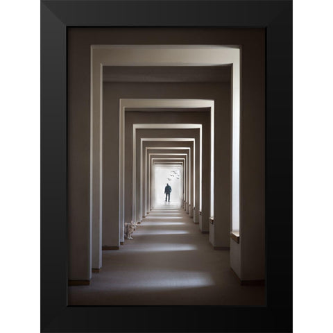 The Cat Who Walks Through Walls Black Modern Wood Framed Art Print by Eliash, Tomer