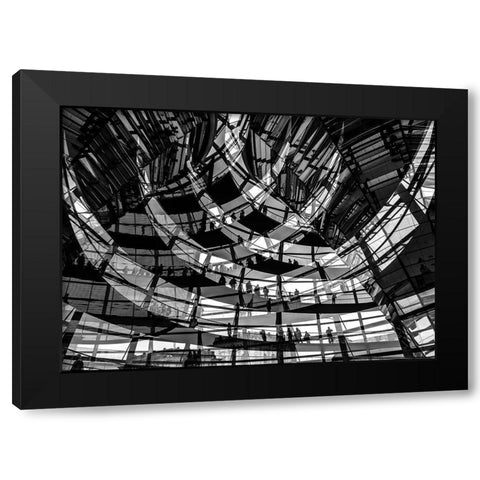 Visitors Black Modern Wood Framed Art Print by Lenzen, Klaus