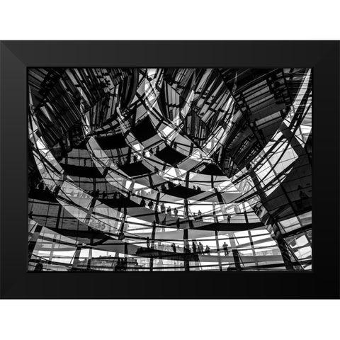 Visitors Black Modern Wood Framed Art Print by Lenzen, Klaus