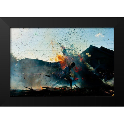 Fire Festival Black Modern Wood Framed Art Print by Hashimoto, Tetsuya