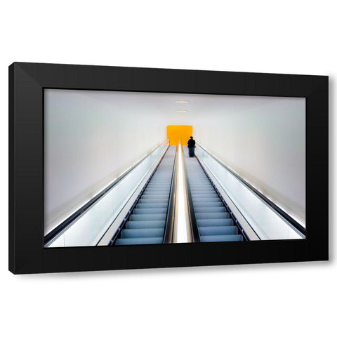 WhoS Afraid Of Black-Yellow And Grey Black Modern Wood Framed Art Print with Double Matting by Hageman, Michiel