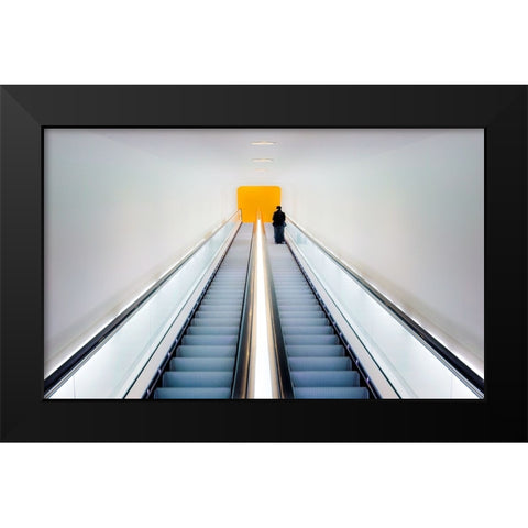 WhoS Afraid Of Black-Yellow And Grey Black Modern Wood Framed Art Print by Hageman, Michiel