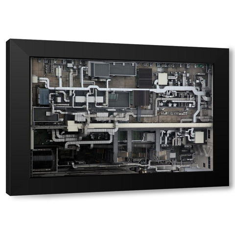 Circuit Black Modern Wood Framed Art Print by Tajima, Koji