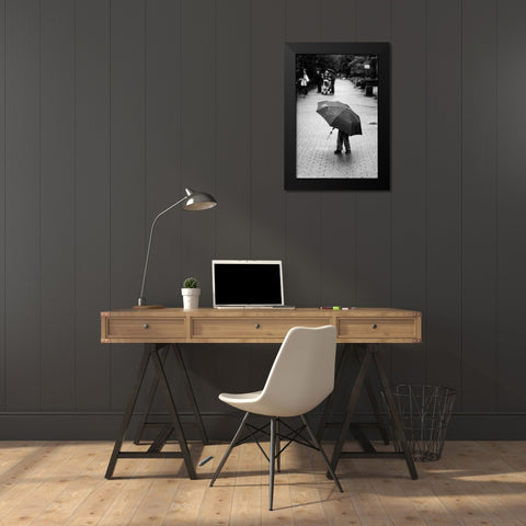 Rainy Day Black Modern Wood Framed Art Print by van der, Liesbeth