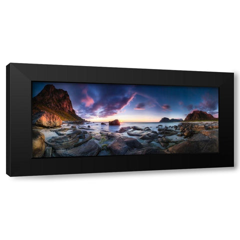 Utakleiv Sunset Black Modern Wood Framed Art Print by Nicholas Roemmelt, Dr.
