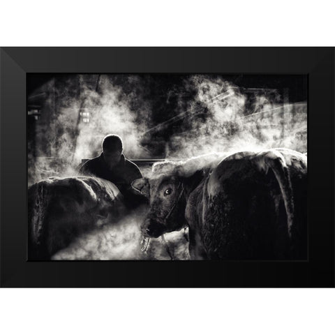Farm Life Black Modern Wood Framed Art Print by Flour, Piet