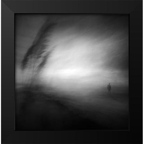 In The Middle Of Nowhere Black Modern Wood Framed Art Print by Pascual Buye, Santiago