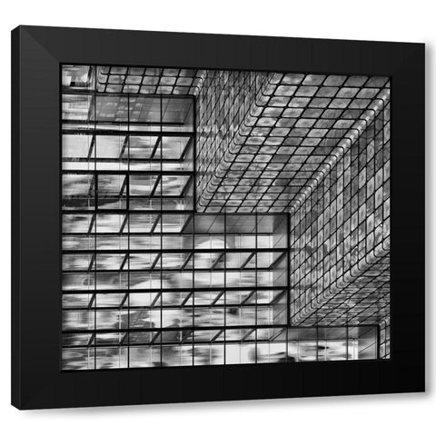Silver Squares Black Modern Wood Framed Art Print by Van Son, Greetje