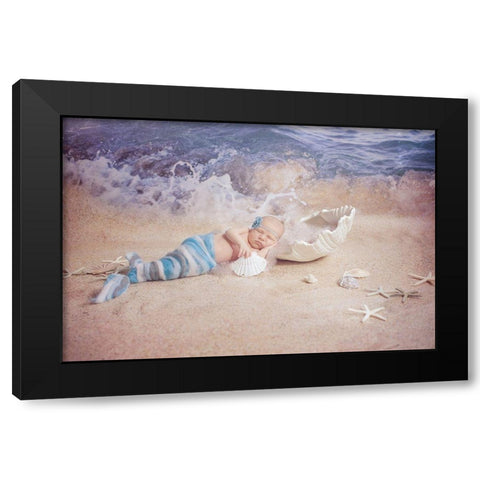 Little Mermaid Black Modern Wood Framed Art Print by Weber, Kate