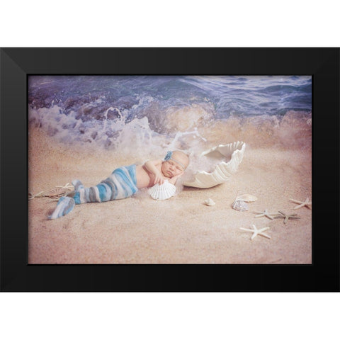 Little Mermaid Black Modern Wood Framed Art Print by Weber, Kate