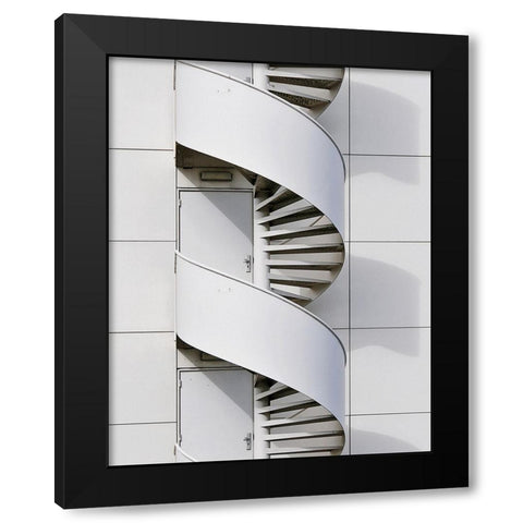 Fire Escape Black Modern Wood Framed Art Print by van Maastricht, Henk