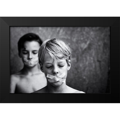 DonT Look, DonT Speak Black Modern Wood Framed Art Print by Delrue, Mirjam
