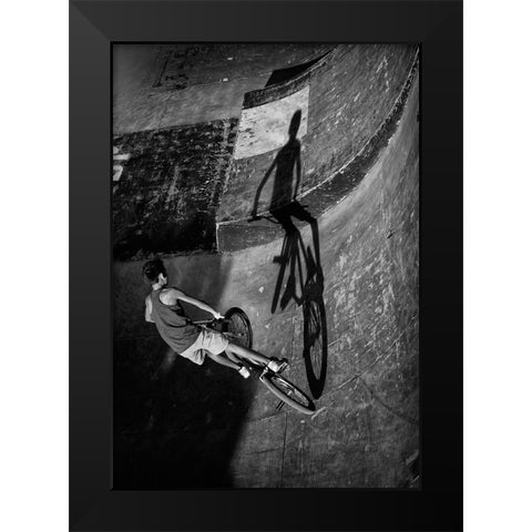 Fighting My Self Black Modern Wood Framed Art Print by Teixeira, Agostinho