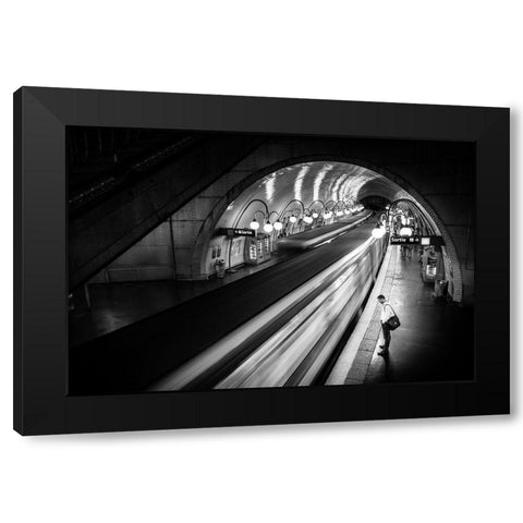 Paris Metro Black Modern Wood Framed Art Print with Double Matting by Lim, Michael