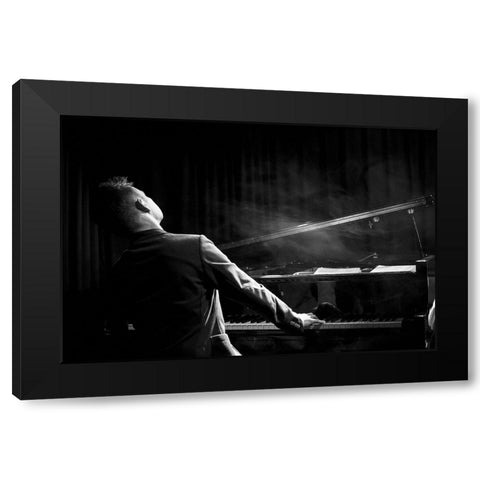 Pianist Black Modern Wood Framed Art Print by P., Laura