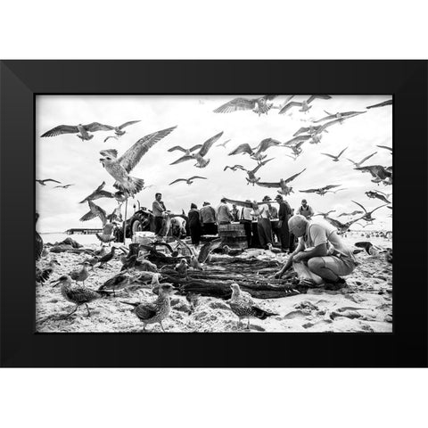 Birds Black Modern Wood Framed Art Print by van der, Liesbeth