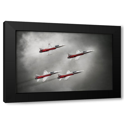 Patrouille Suisse Black Modern Wood Framed Art Print with Double Matting by Leon
