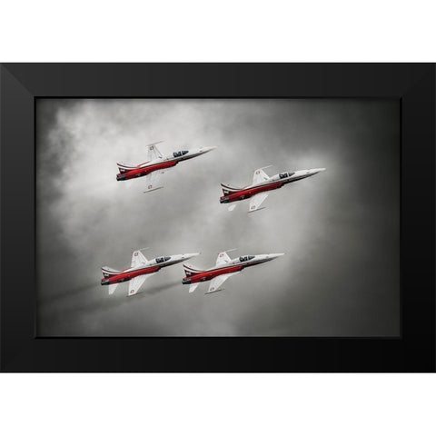 Patrouille Suisse Black Modern Wood Framed Art Print by Leon