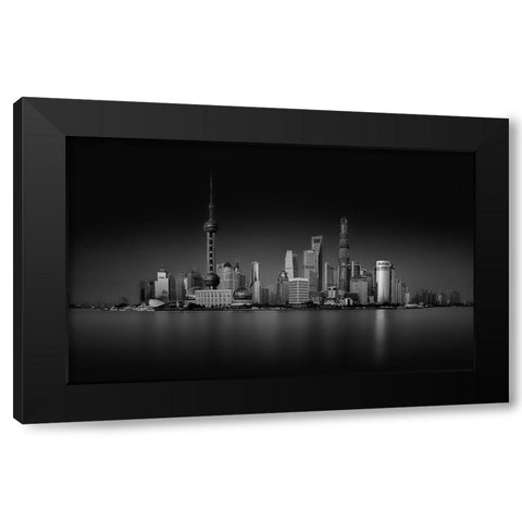 Dark Pudong Black Modern Wood Framed Art Print by Schilbe, Stefan
