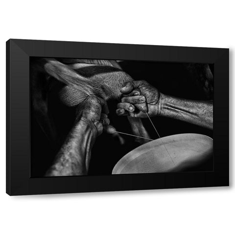 La??A?Leveur De Chauvres (Goat Breeding) Black Modern Wood Framed Art Print with Double Matting by Allicot, Manu