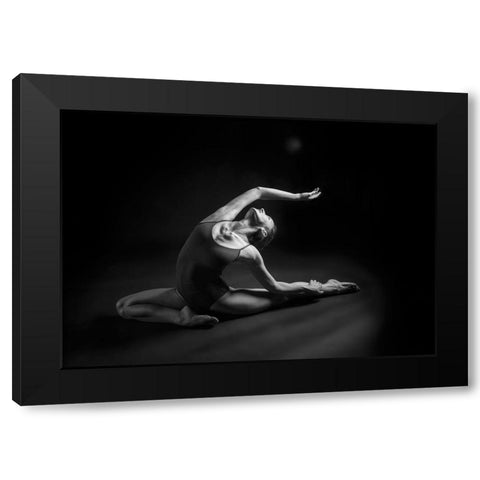 Lines Black Modern Wood Framed Art Print with Double Matting by Nissim, Elad