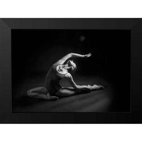 Lines Black Modern Wood Framed Art Print by Nissim, Elad