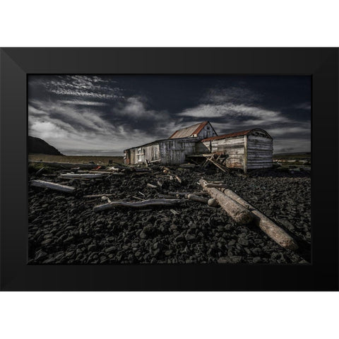 Wood Black Modern Wood Framed Art Print by Ingibergsson, Bragi