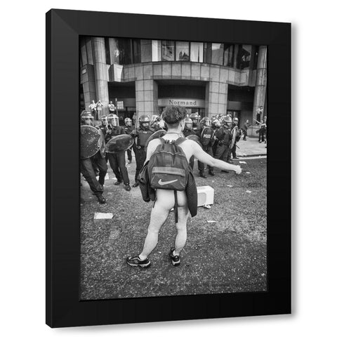 London Riot 03 Black Modern Wood Framed Art Print with Double Matting by Santos, Carlos Grury