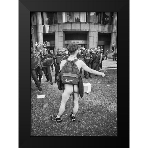 London Riot 03 Black Modern Wood Framed Art Print by Santos, Carlos Grury