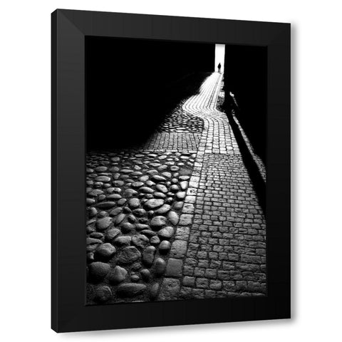 Narrow Street Black Modern Wood Framed Art Print with Double Matting by Johansson, Bror