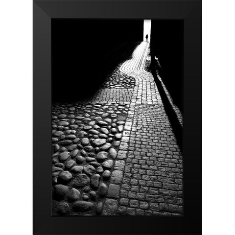 Narrow Street Black Modern Wood Framed Art Print by Johansson, Bror