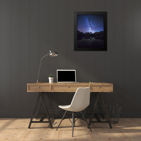 Million Stars Black Modern Wood Framed Art Print by Chantaravisoot, Naphat