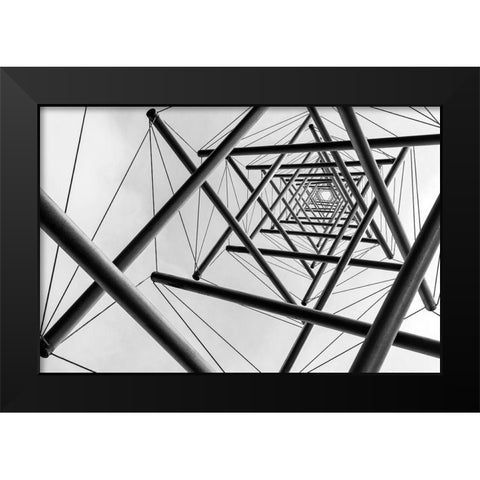 Lines Black Modern Wood Framed Art Print by Vermeend, Carla