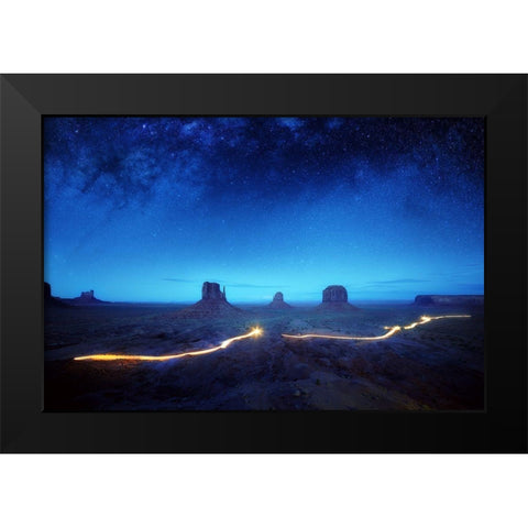 Magic Monument Valley Black Modern Wood Framed Art Print by Pablo De, Juan
