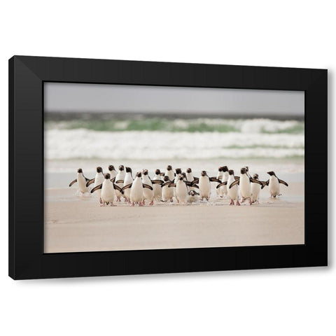 Desembarco Black Modern Wood Framed Art Print with Double Matting by Gil Raga, Joan