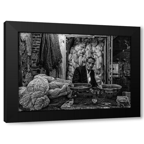 Rope Seller In A Bazaar (Iran) Black Modern Wood Framed Art Print with Double Matting by Inazio Kuesta, Joxe