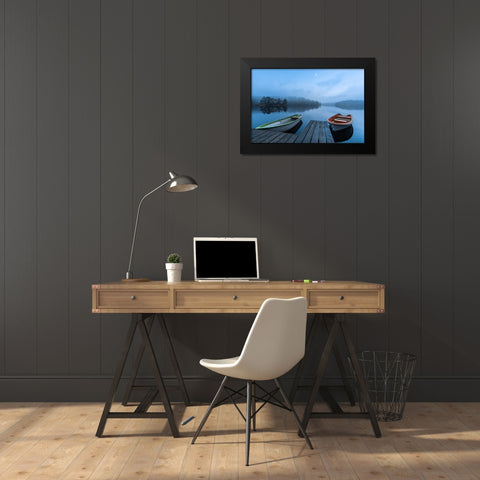 Dawn At The Lake Black Modern Wood Framed Art Print by Pettersson, Benny