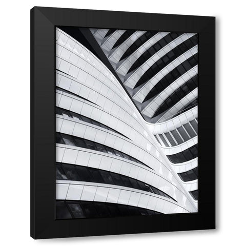 Battle Of The Curves Black Modern Wood Framed Art Print with Double Matting by Van De, Jeroen