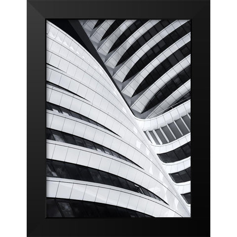 Battle Of The Curves Black Modern Wood Framed Art Print by Van De, Jeroen