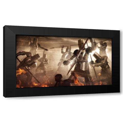 Holy Wars Black Modern Wood Framed Art Print with Double Matting by Kiciak, Christophe