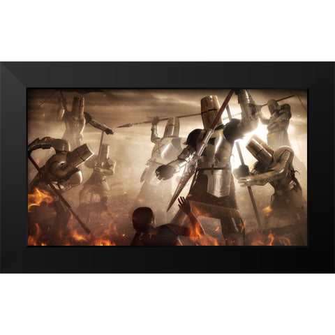 Holy Wars Black Modern Wood Framed Art Print by Kiciak, Christophe