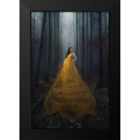 Stand Here Black Modern Wood Framed Art Print by Appleproject, Afiez