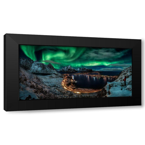 Chasing The Northern Lights Black Modern Wood Framed Art Print by De La, Javier