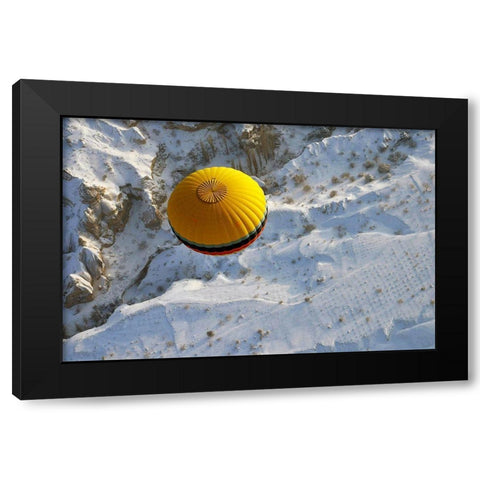 Cappadocia A Balloon Black Modern Wood Framed Art Print by Buga, Sedat