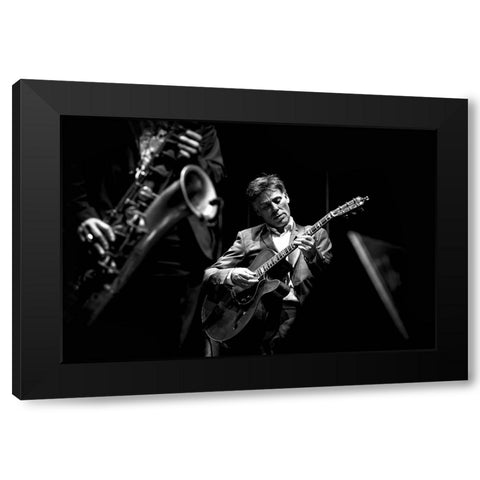 Jazz Black Modern Wood Framed Art Print by Simoes, Goncalo