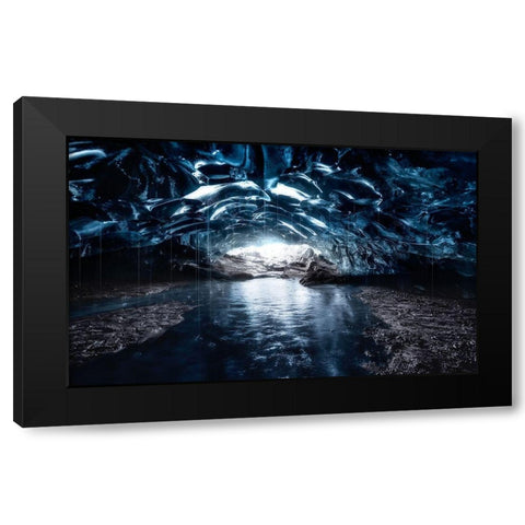 Into The Blue Black Modern Wood Framed Art Print with Double Matting by De La, Javier