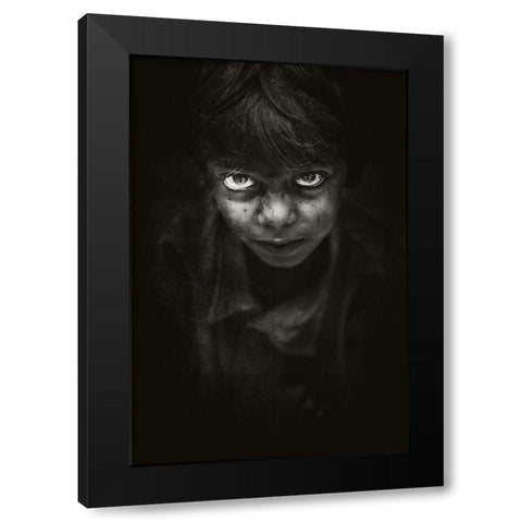 Angry Face Black Modern Wood Framed Art Print by Ali, Naseem
