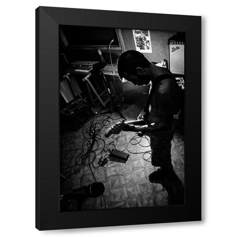 Alone With The Music Black Modern Wood Framed Art Print by Palacios Prieto, Javier
