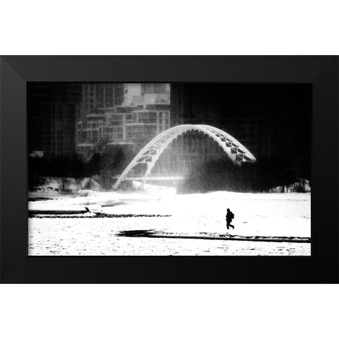 Untitled Black Modern Wood Framed Art Print by Wang, Jian
